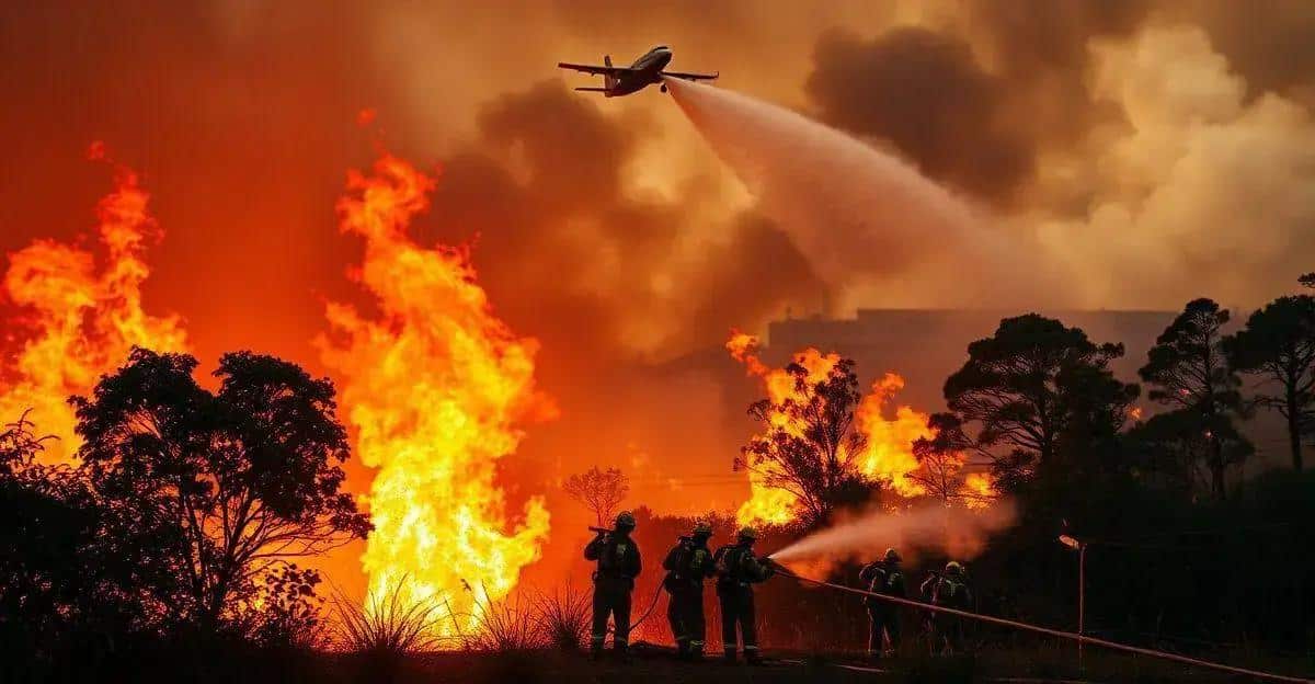 Incêndio próximo ao Aeroporto de Brasília mobiliza equipes de bombeiros.