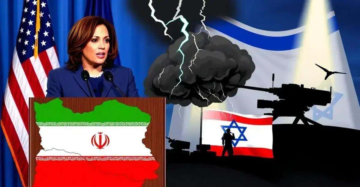 Kamala Harris afirma que o Irã representa uma ameaça significativa à segurança de Israel.