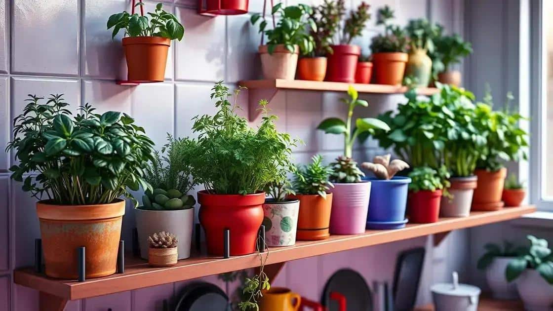 Combinações de vasos e suportes para ervas