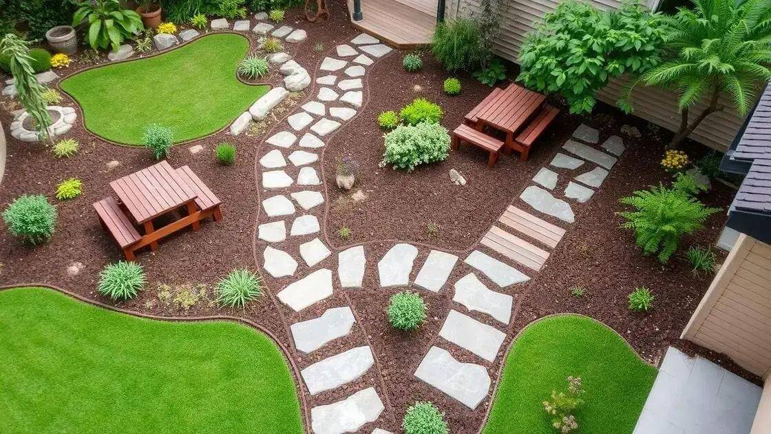 Integração dos setores com caminhos e mobiliário